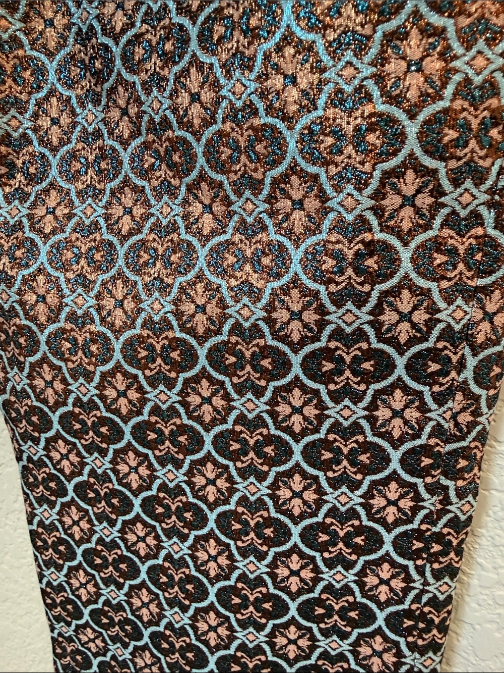 Alice + Olivia Printed Slim Chinos in Brown and Blue - Picture 6 of 7